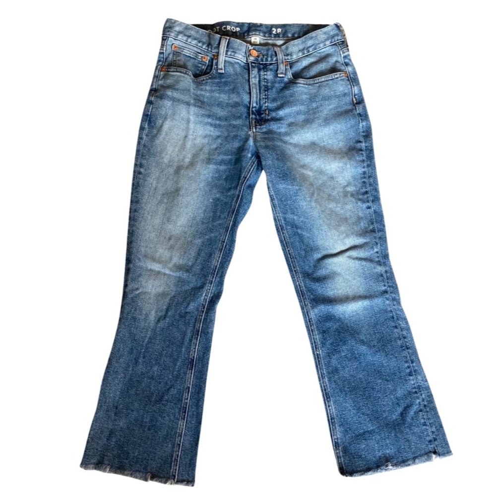 J.Crew Demi Boot Cut Cropped Medium Wash Faded Denim Jeans